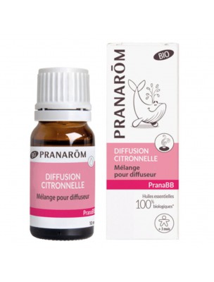 Image de Pranabb Diffusion Citronnelle - Répulsif 10 ml - Pranarôm depuis Huiles essentielles à diffuser - Retrouvez le bien-être chez vous