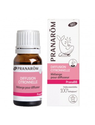 Image de Pranabb Diffusion Citronnelle - Répulsif 10 ml - Pranarôm via Citronnelle de Ceylan - Huile essentielle 10 ml - Pranarôm