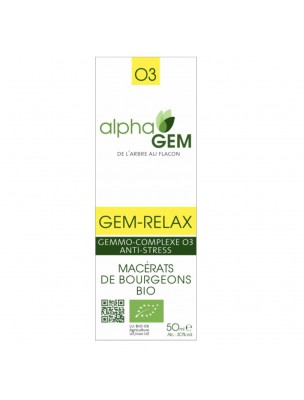 Image de Gem-Relax Complexe n°03 Bio - Stress 50 ml - Alphagem via Safran Bio Teinture-mère - Digestion et Stress 50 ml - Herbiolys