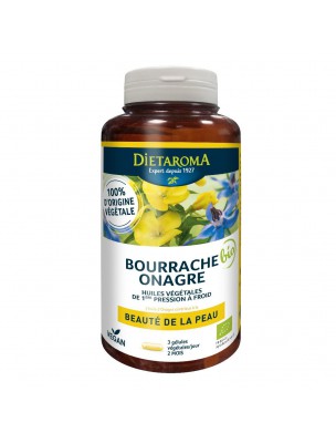 Image de Bourrache Onagre Bio - Beauté de la Peau 180 capsules - Dietaroma via Aroma'Net Huile de Soin Bio - Peau 20 ml - Propos Nature