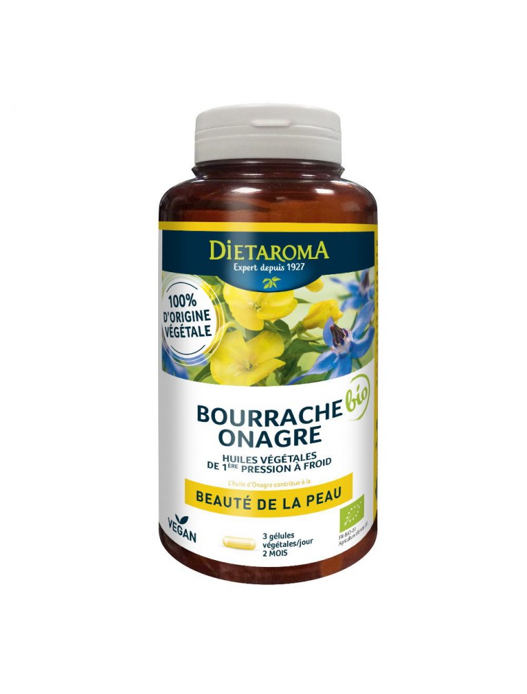 Bourrache Onagre Bio Beauté de la Peau 180 capsules Dietaroma