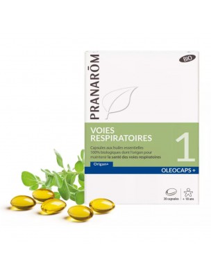 Image de Oléocaps + 1 Bio - Voies respiratoires 30 capsules d'huiles essentielles - Pranarôm depuis louis-herboristerie