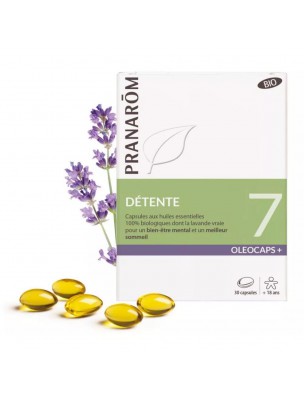 Image de Oléocaps + 7 Bio - Relaxation 30 capsules of essential oils Pranarôm depuis Synergies of relaxing essential oils
