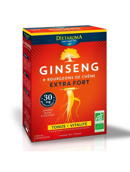 Image principale de Ginseng Extra Fort Bio - Tonus et Vitalité 20 ampoules - Dietaroma