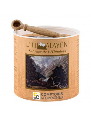 Image de Sel Rose de l'Himalaya - L'Himalayen Boîte en bois et sa cuillère 250g - Comptoirs et Compagnies depuis Commandez les produits Comptoirs & Compagnies à l'herboristerie Louis