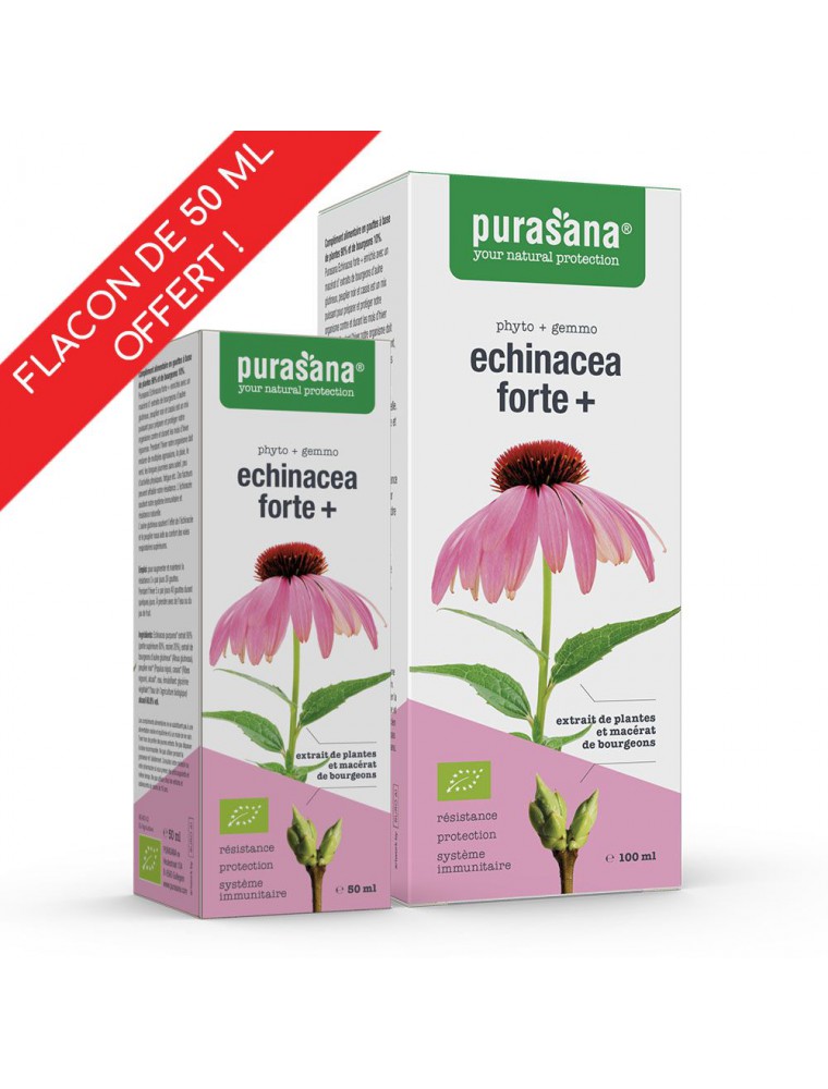 Image principale de la modale pour Echinacea Forte + Bio Duopack - Système immunitaire 100 ml + 50 ml offert - Purasana