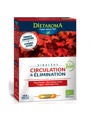 Image de Vinalège Bio - Circulation et Elimination 20 ampoules - Dietaroma via Marron d'Inde XXI - Extrait Fluide 50ml SoriaNatural