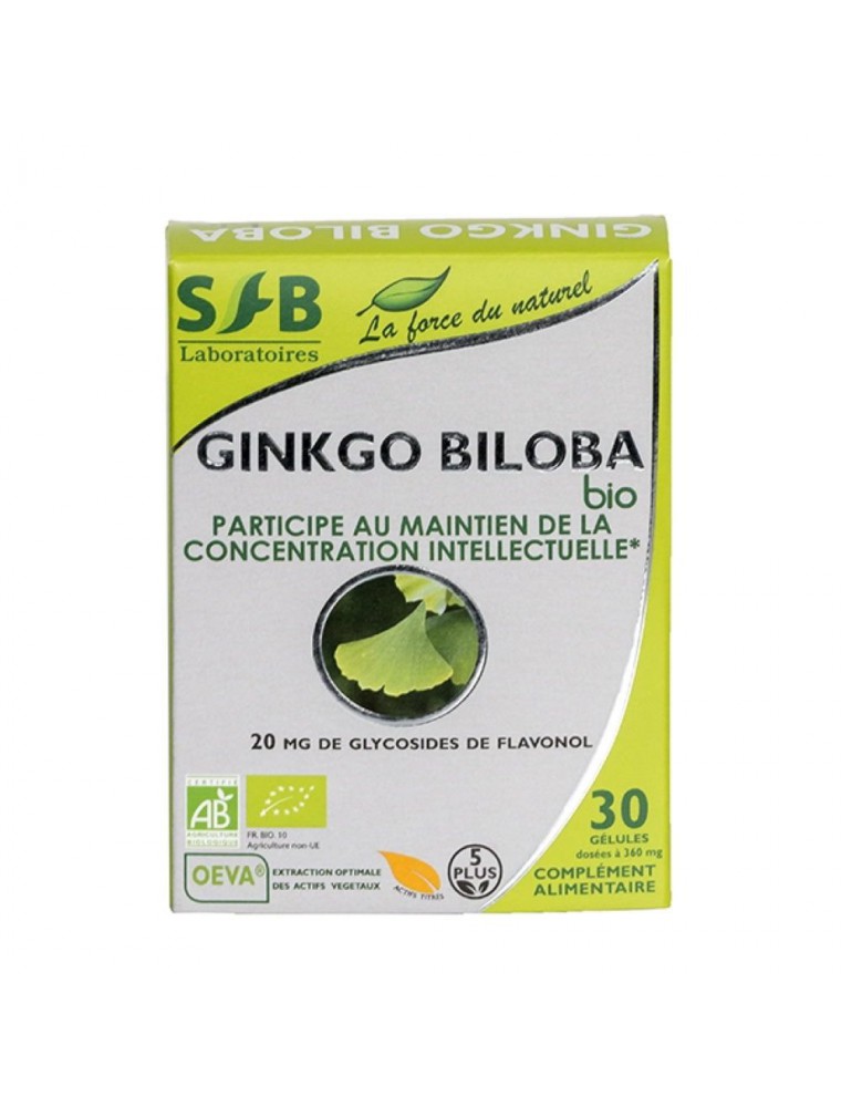 Ginkgo biloba Bio - Concentration 30 gélules - SFB Laboratoires