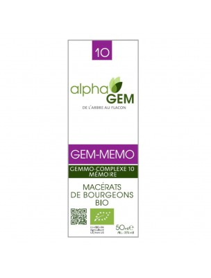Image de Gem-Memo Complexe n°10 Bio - Mémoire 50 ml - Alphagem depuis Centella Asiatica Bio - Macérât huileux 50 ml - Herbes et Traditions