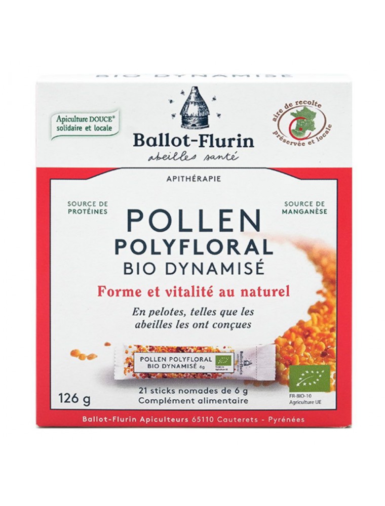 Pollen polyfloral dynamisé en sticks Bio - Stimulant physique, intellectuel et émotionnel 21 sticks nomades - Ballot-Flurin Pollen polyfloral dynamisé en sticks Bio - Stimulant physique, intellectuel et émotionnel 21 sticks nomades - Ballot-Flurin