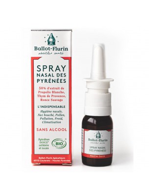 Image de Spray Nasal des Pyrénées - Propolis Blanche 15 ml - Ballot-Flurin via Eau de Cuivre Or Argent colloïdal 10 ppm - Spray nasal 30 ml - Catalyons