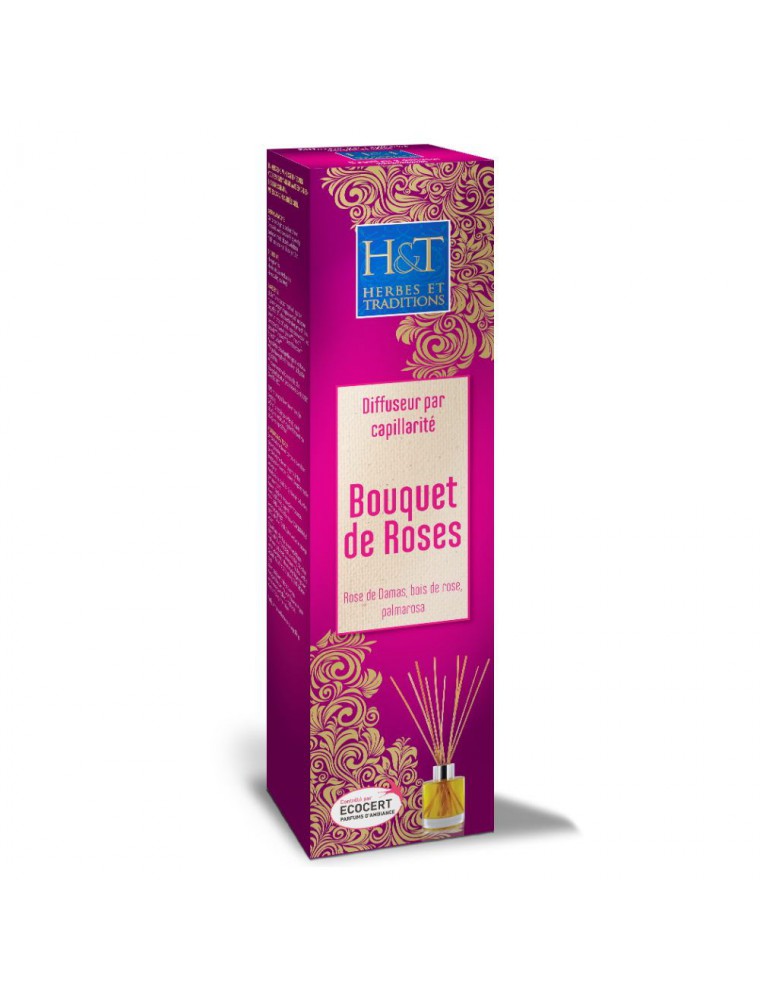 Bouquet de roses Bio - Diffuseur par capillarité et recharges 100 ml - Herbes et Traditions Bouquet de roses Bio - Diffuseur par capillarité et recharges 100 ml - Herbes et Traditions