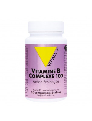 Image de Vitamine B Complexe 100 - Vitamines 30 comprimés - Vit'all+ via Vitamine B12 500 ug - Tonus 50 gélules végétales - Solgar