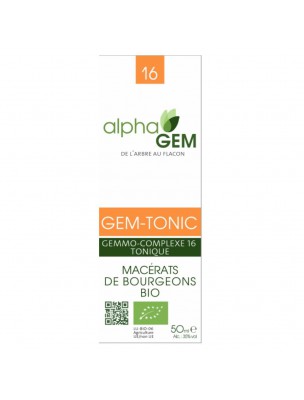 Image de Gem-Tonic Complexe n°16 Bio - Tonus 50 ml - Alphagem via Moringa Bio - Défenses naturelles 120 gélules - Nature & Partage