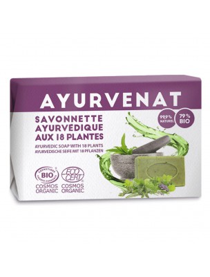 Image de Savonnette ayurvédique aux 18 plantes actives Bio - Ayurvenat 100 g - Le Secret Naturel depuis Résultats de recherche pour "Savonnette ayur"