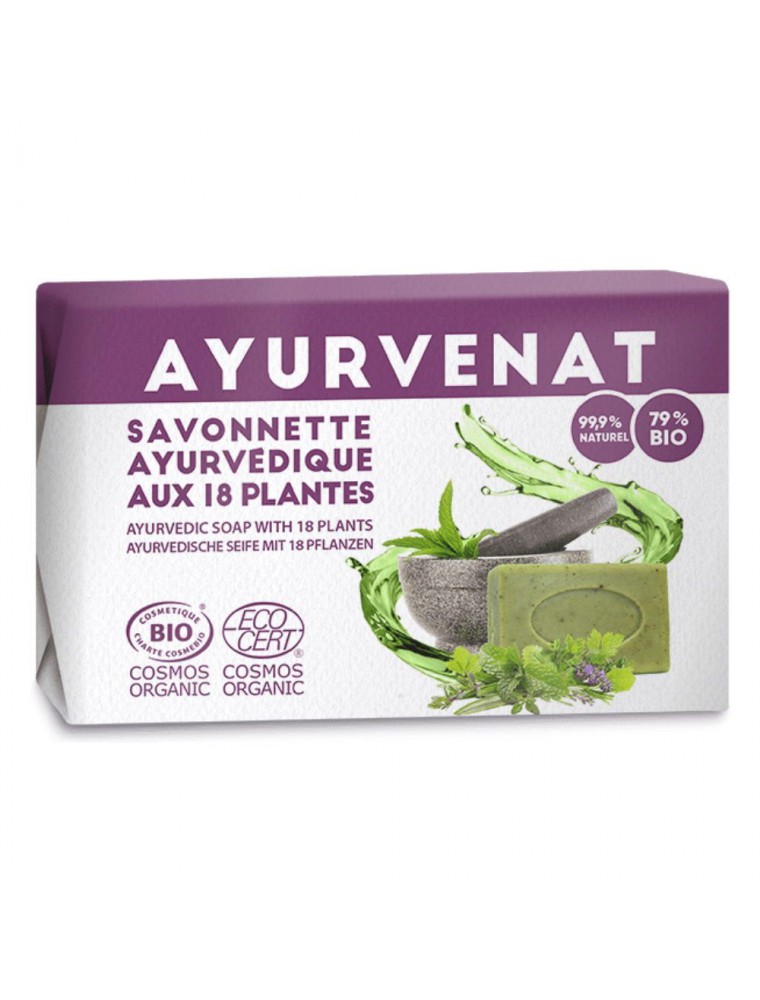 Image principale de la modale pour Savonnette ayurvédique aux 18 plantes actives Bio - Ayurvenat 100 g - Le Secret Naturel