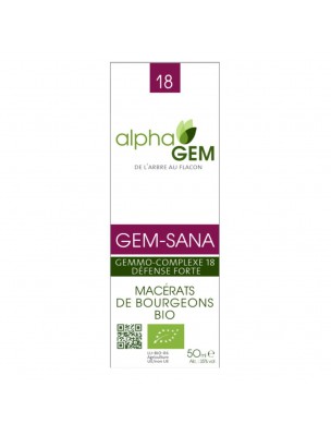 Image de Gem-Sana Complexe n°18 Bio - Défense forte 50 ml - Alphagem via Thym à Thujanol Bio - Huile essentielle 5 ml - Ad Naturam