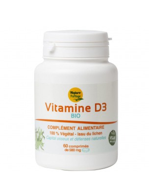 Image de Vitamine D3 Bio - Capital osseux et Défenses naturelles 60 comprimés - Nature et Partage via Vitamine D3 1000UI croquer Solgar