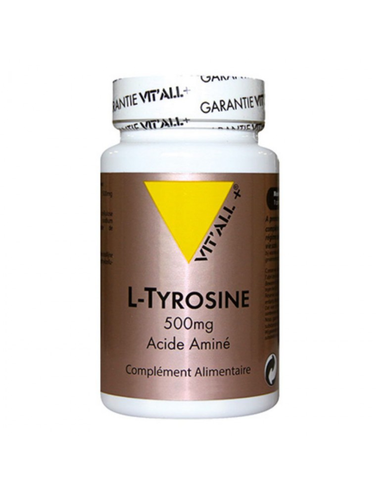 Image principale de la modale pour L-Tyrosine 500 mg - Acide aminé 60 gélules végétales - Vit'all+