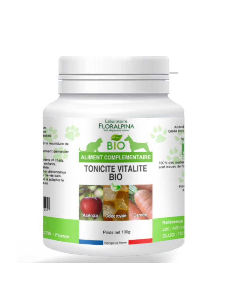 Tonicité Vitalité Bio - Chiens et Chats 100g - Floralpina Tonicité Vitalité Bio - Chiens et Chats 100g - Floralpina