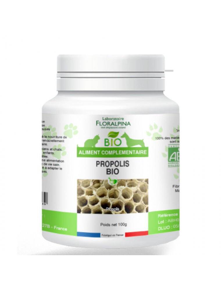 Image principale de la modale pour Propolis Bio - Défenses naturelles des Chiens et Chats 100g - Floralpina