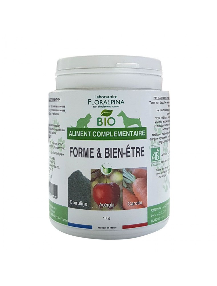 Forme et Bien-être Bio - Vitalité des Chiens & Chats 100 g - Floralpina Forme et Bien-être Bio - Vitalité des Chiens & Chats 100 g - Floralpina