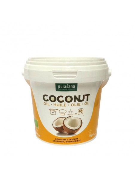 Huile de noix de coco vierge et Bio - Soin de la peau et des cheveux 500 ml - Purasana Huile de noix de coco vierge et Bio - Soin de la peau et des cheveux 500 ml - Purasana