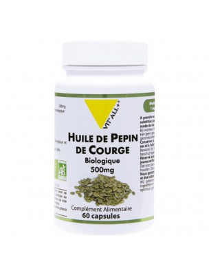 Image de Huile de pépins de courge Bio - Confort urinaire Masculin 60 capsules - Vit'all+ depuis Résultats de recherche pour "onagre-capsules"