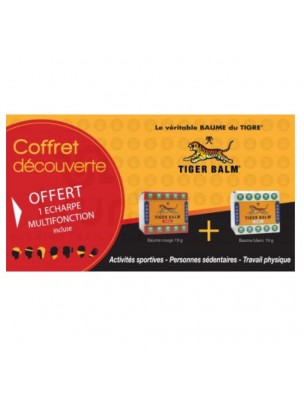 Image de Coffret Découverte - 1 baume du tigre rouge, 1 baume du tigre blanc et 1 écharpe multifonction - Tiger Balm via Baume du hibou - Soin des pieds Bio - 30 ml - ,