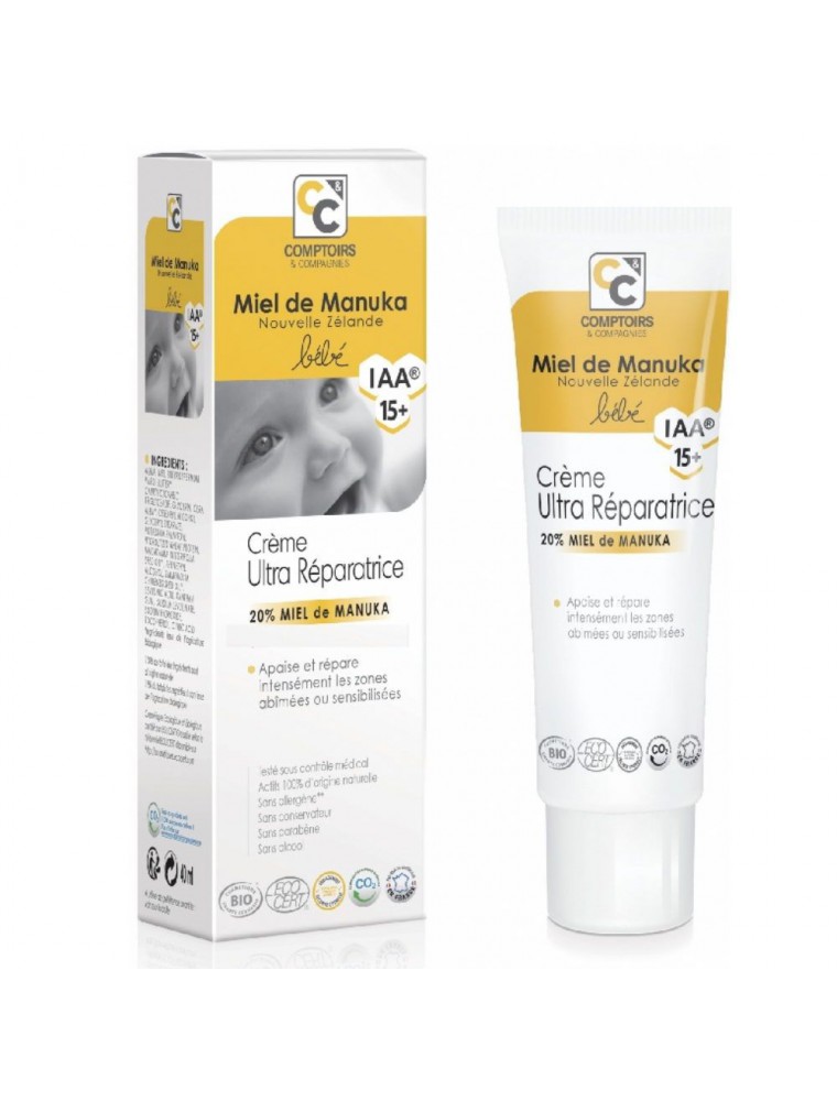 Image principale de la modale pour Crème ultra réparatrice Bébé Bio - Miel de Manuka IAA 15+ 40 ml - Comptoirs et Compagnies