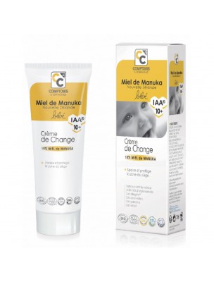 Image de Crème de change Bébé Bio - Miel de Manuka IAA 10+ 75 ml - Comptoirs et Compagnies via Filet de Lavage - Coton Bio 1 Filet - Mademoiselle Papillonne