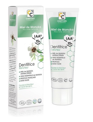 Image de Dentifrice blancheur Bio - Miel de Manuka IAA 15+ 75 ml - Comptoirs et Compagnies depuis Dentifrices et bains de bouche naturels pour une hygiène bucco-dentaire bio