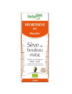 Image de Sportisève Organic - Muscles 250 ml - Herbalgem depuis Birch sap and its draining and revitalizing active ingredients
