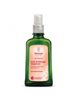Image de Huile de massage Vergetures - Soin intensif des peaux tendues Flacon pompe 100 ml - Weleda via Acheter Huile de massage pour le Périnée - Prépare à l'accouchement 50 ml