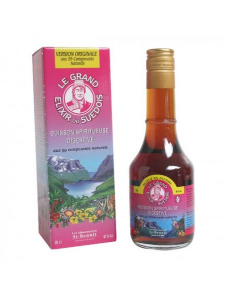 Elixir du Suédois 40°- Digestif, Tonique et Dépuratif 350 ml - Saint-Benoît Elixir du Suédois 40°- Digestif, Tonique et Dépuratif 350 ml - Saint-Benoît