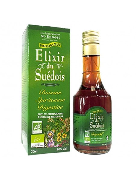 Elixir du Suédois 40° Bio - Digestif, Tonique et Dépuratif 350 ml - Saint-Benoît Elixir du Suédois 40° Bio - Digestif, Tonique et Dépuratif 350 ml - Saint-Benoît