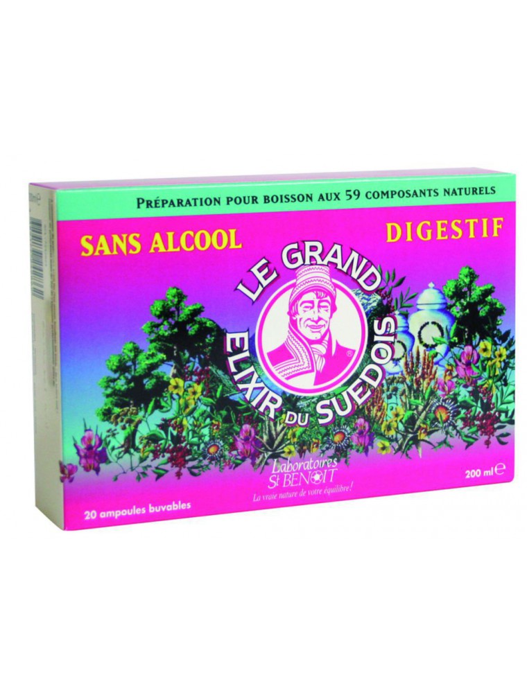 Elixir du Suédois Sans Alcool - Digestif 20 ampoules - Saint-Benoît Elixir du Suédois Sans Alcool - Digestif 20 ampoules - Saint-Benoît