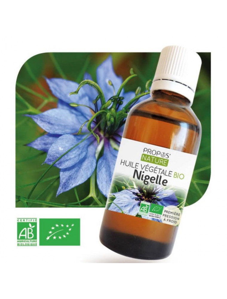 Image principale de la modale pour Nigelle Bio - Huile végétale de Nigella sativa 50 ml - Propos Nature