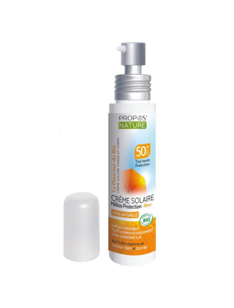 Image principale de la modale pour Crème Solaire Hélios Bio - Protection solaire indice 50+ 75 ml - Propos Nature