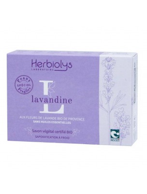 Image de Savon Maman Bébé Lavandine Bio - Lavande 100G - Herbiolys via Savon Maman Bébé Rosaline Bio - Rose des Cévennes 100G - Herbiolys