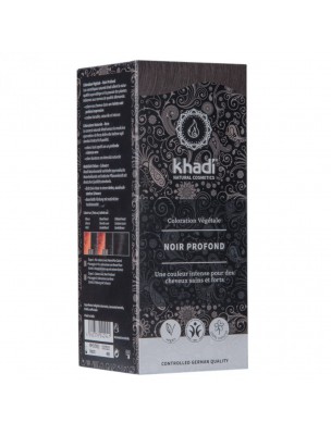 Image de Coloration Noire - Henné et plantes ayurvédiques en poudre 100g - Khadi via Acheter Brou de Noix - Ecorce de Fruit en poudre 100 g - Juglans