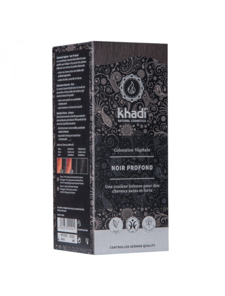 Coloration Noire - Henné et plantes ayurvédiques en poudre 100g - Khadi