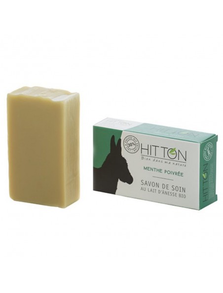 Achetez Savon au Lait d'ânesse Bio - Menthe poivrée 100 grammes - Hitton à l'herboristerie Louis Image principale de Savon au Lait d'ânesse Bio - Menthe poivrée 100 grammes - Hitton
