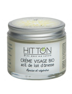 Image de Crème Visage au Lait d'ânesse Bio - Apaisante et Régénérante 50 ml - Hitton via Déodorant crème Bio Hitton - 50g