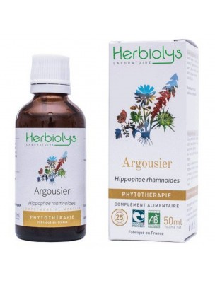 Image de Argousier Bio - Tonique Teinture-mère Hippophae rhamnoides 50 ml - Herbiolys via Malate de Magnésium - Energie et Anti-fatigue - 120 comprimés