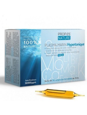 Image de Hypertonic Marine Plasma 30000 ppm - Water Quinton 30 ampoules - Propos Nature depuis Water from Quinton from the Breton coast for your health
