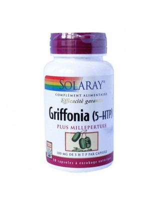 Image de Griffonia plus Millepertuis 100 mg de 5-HTP - Sommeil et moral 30 capsules - Solaray depuis Achetez les produits Solaray à l'herboristerie Louis