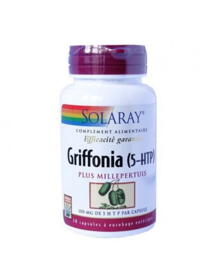 Image de Griffonia plus Millepertuis 100 mg de 5-HTP - Sommeil et moral 30 capsules - Solaray via Psyc'aroma Bio - Sérénité - Salvia