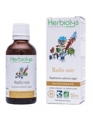Image de Radis noir Bio - Digestion Teinture-mère Raphanus niger 50 ml - Herbiolys depuis Artichaut Bio - Synergia | Suspension Intégrale de Plante Fraîche