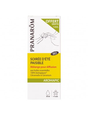 Image de Peaceful summer evening Aromapic Bio - Mixture for diffusion 20 ml and 10 ml offered - Pranarôm depuis Synergies of essential oils against mosquitoes